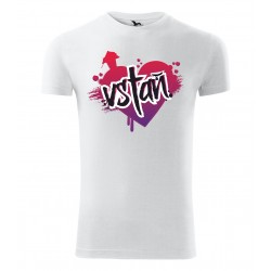 Pánske biele tričko s potlačou VSTAŇ