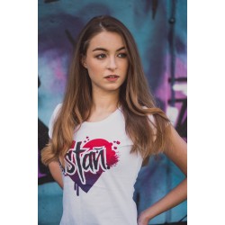 Dámske biele tričko s potlačou VSTAŇ