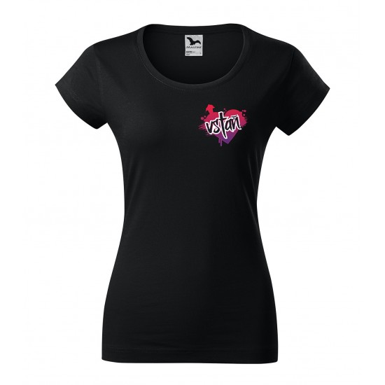 Dámske čierne tričko s výšivkou VSTAŇ