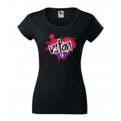 Dámske čierne tričko s potlačou VSTAŇ