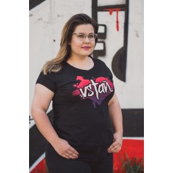 Dámske čierne tričko s potlačou VSTAŇ