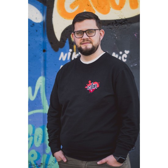 Mikina čierna (unisex) s potlačou VSTAŇ