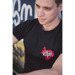 Pánske čierne tričko s výšivkou VSTAŇ
